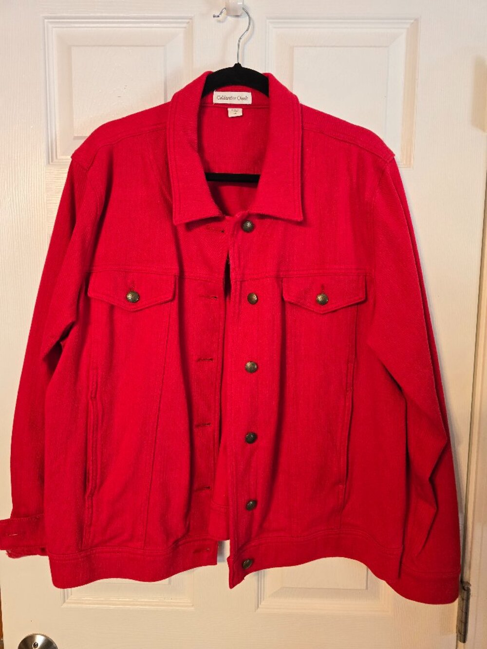 Coldwater Creek Red Knit Denim Jacket - EUC